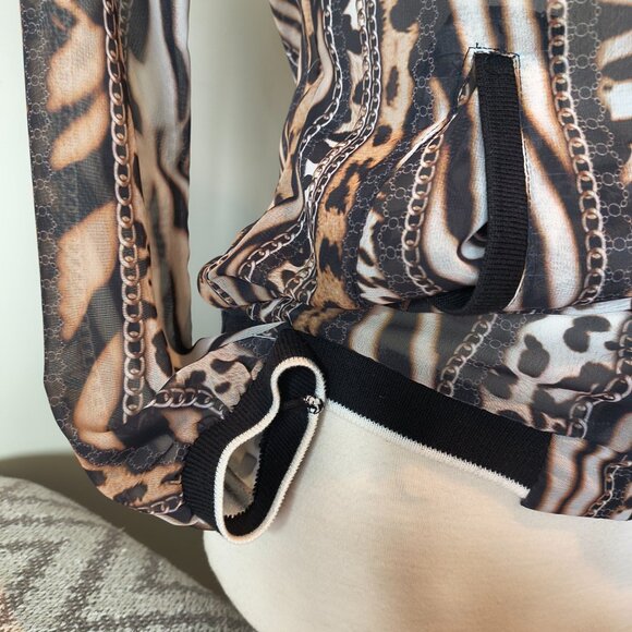 Zip Up See Through Lightweight Long Sleeve Animal Print - Picture 3 of 8